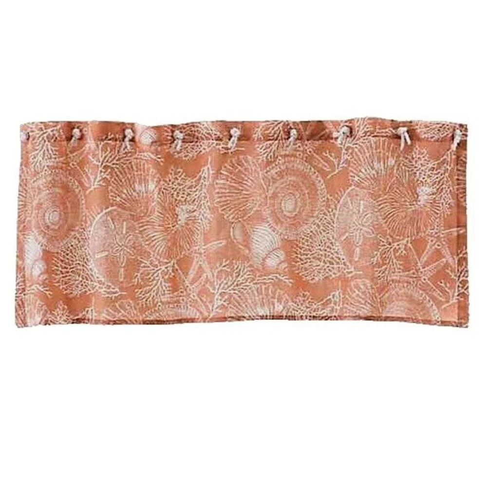 Seashell Coral Valance with Rope Tie Top Beach Summer Seaside Nautical Coastal